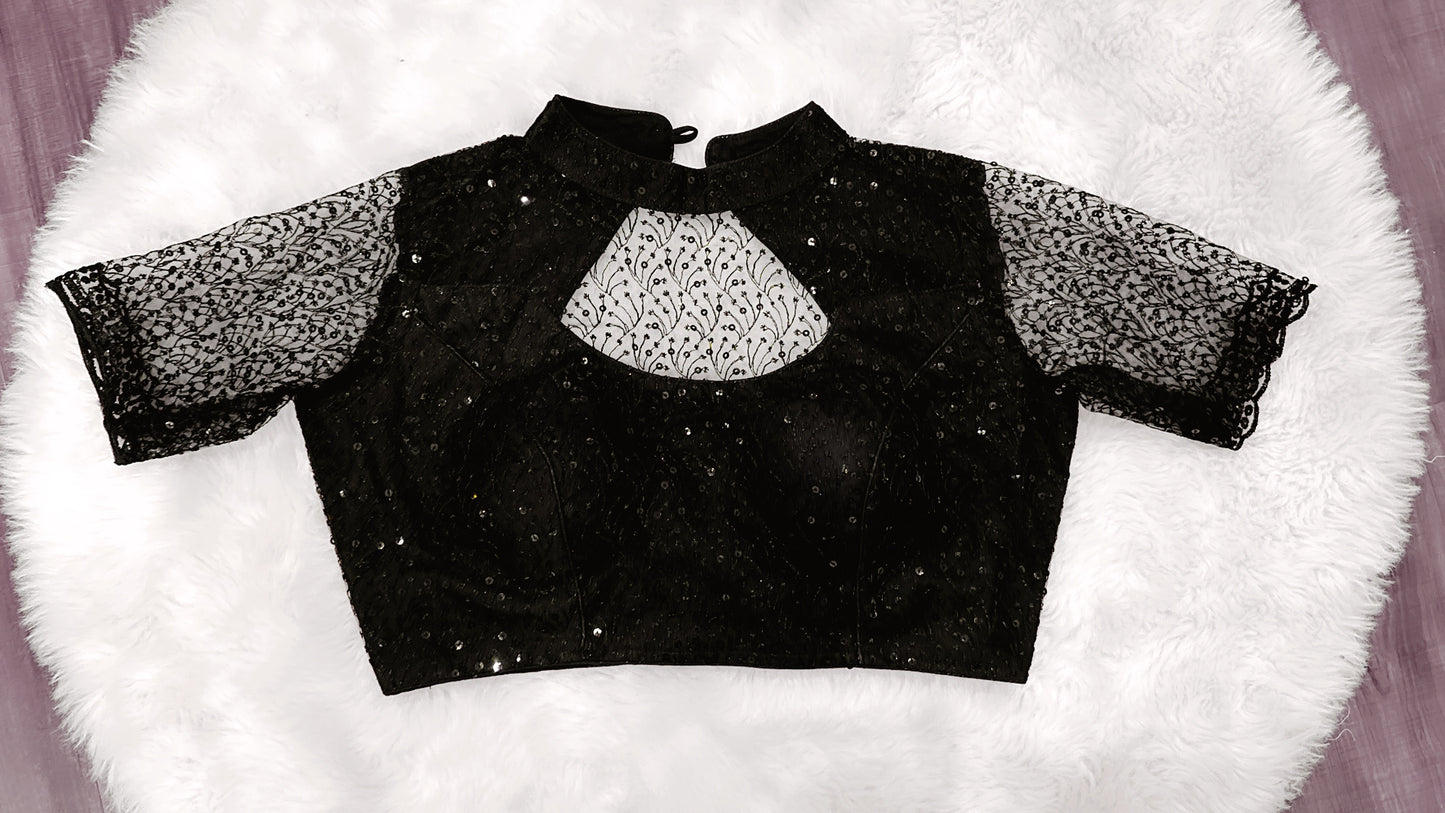 😍 Beautiful net embroidery with sequins designer party wear blouse. Available in size 38