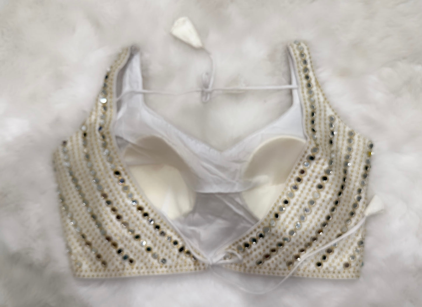 Lovely glass mirror work croptop /blouse. Hands can be attached. Size 36 and 38 is available