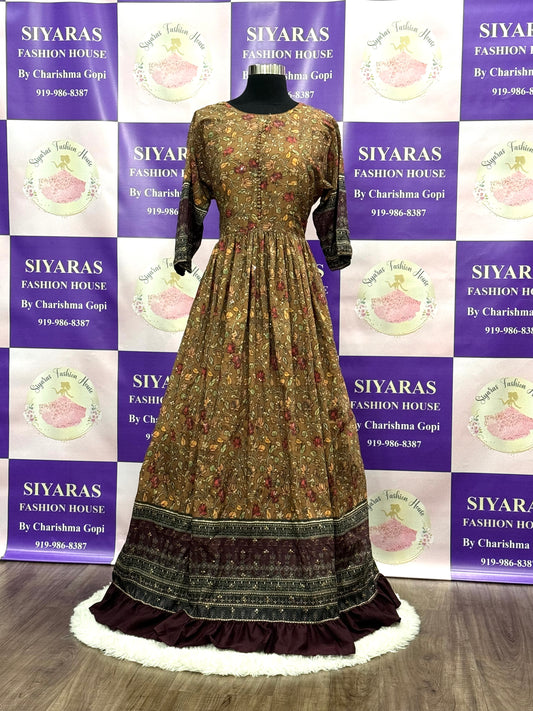Beautiful Kalamkari party wear gown. Fits size 42/44