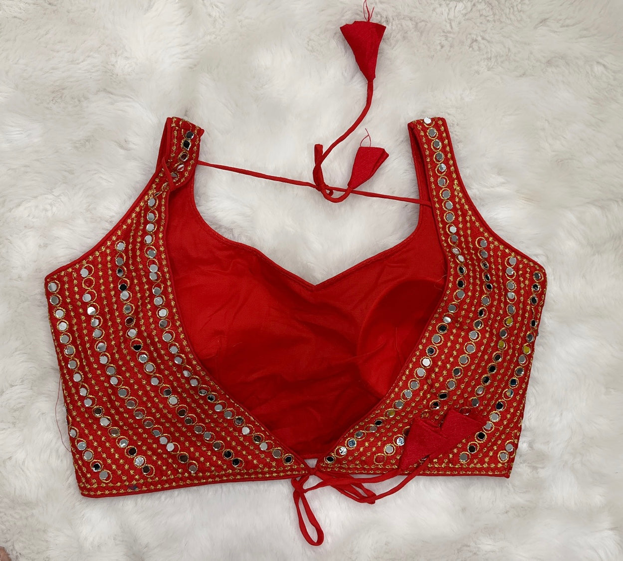 Lovely glass mirror work croptop /blouse. Hands can be attached. Size 36 and 38 is available