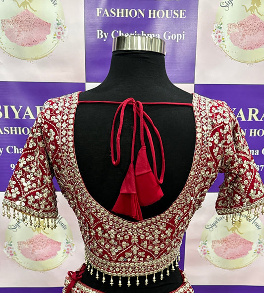 Bollywood Red Sequin Embroidery Georgette Lehenga Choli Set with butterfly dupatta size 40 PartyWear dress