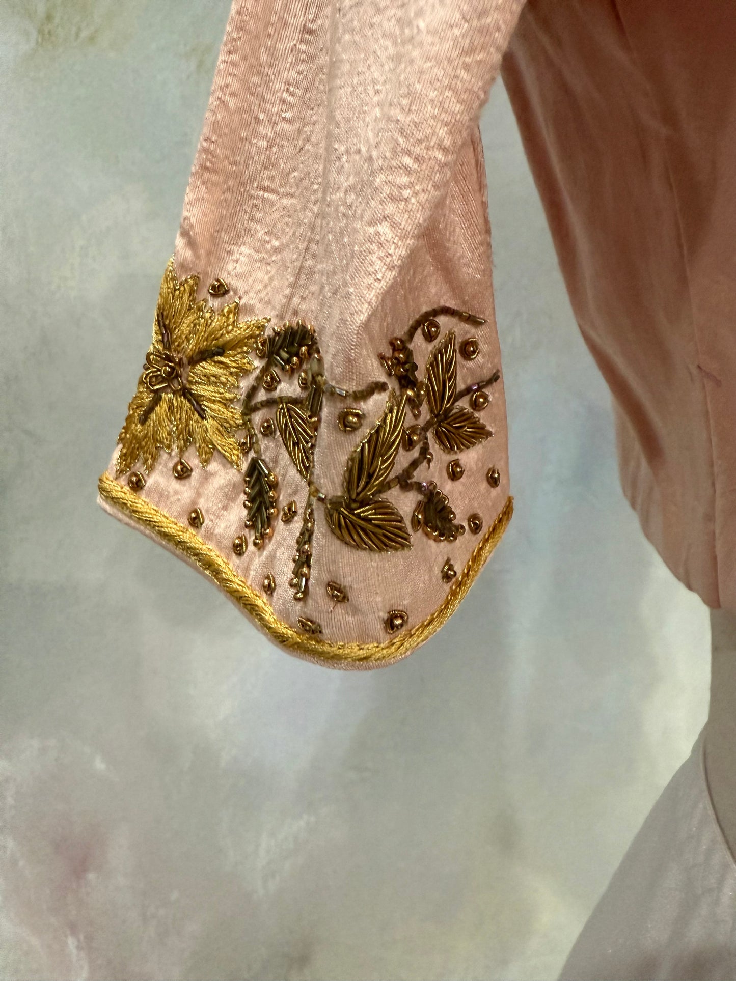 Pure Raw Silk Peach Pink Elegant Maggam work blouse hand work blouse for wedding reception and functions