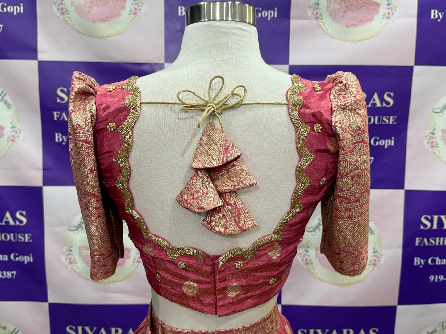 Gorgeous Customized Tissue Half Sarees with Maggam work/Hand work blouse for Teens/Adults. Available in size 34 to 38