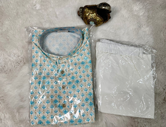 Lovely cotton embroidery sequin partywear mens kurta set with white pant. Available in size Small 36 / Medium 38/Large 40