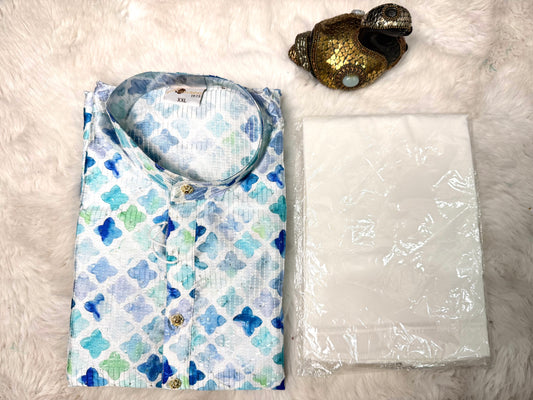 Cotton silk with sequins mens kurta set. Available in size Medium 38 / Large 40 and XXL 44