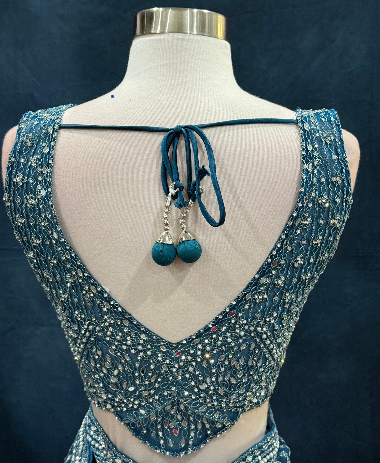 Gorgeous wedding Partywear Lehanga choli in heavy mirror work blue color Available in size 42 ready to ship