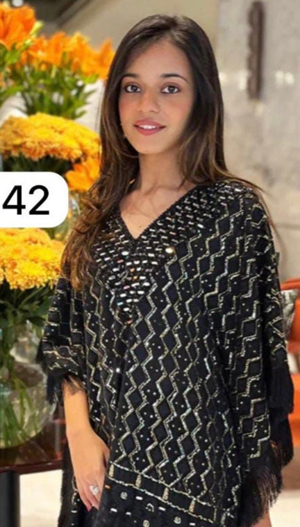 Beautiful 2 pc Black Chikankari COrd set in size - Xl 42 Partywear dress new year or  reception occasions free ship USA