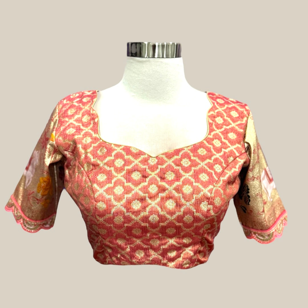 Tissue Half saree with kalamkari dupatta pastel pink color size available in size 38 traditional , wedding dress