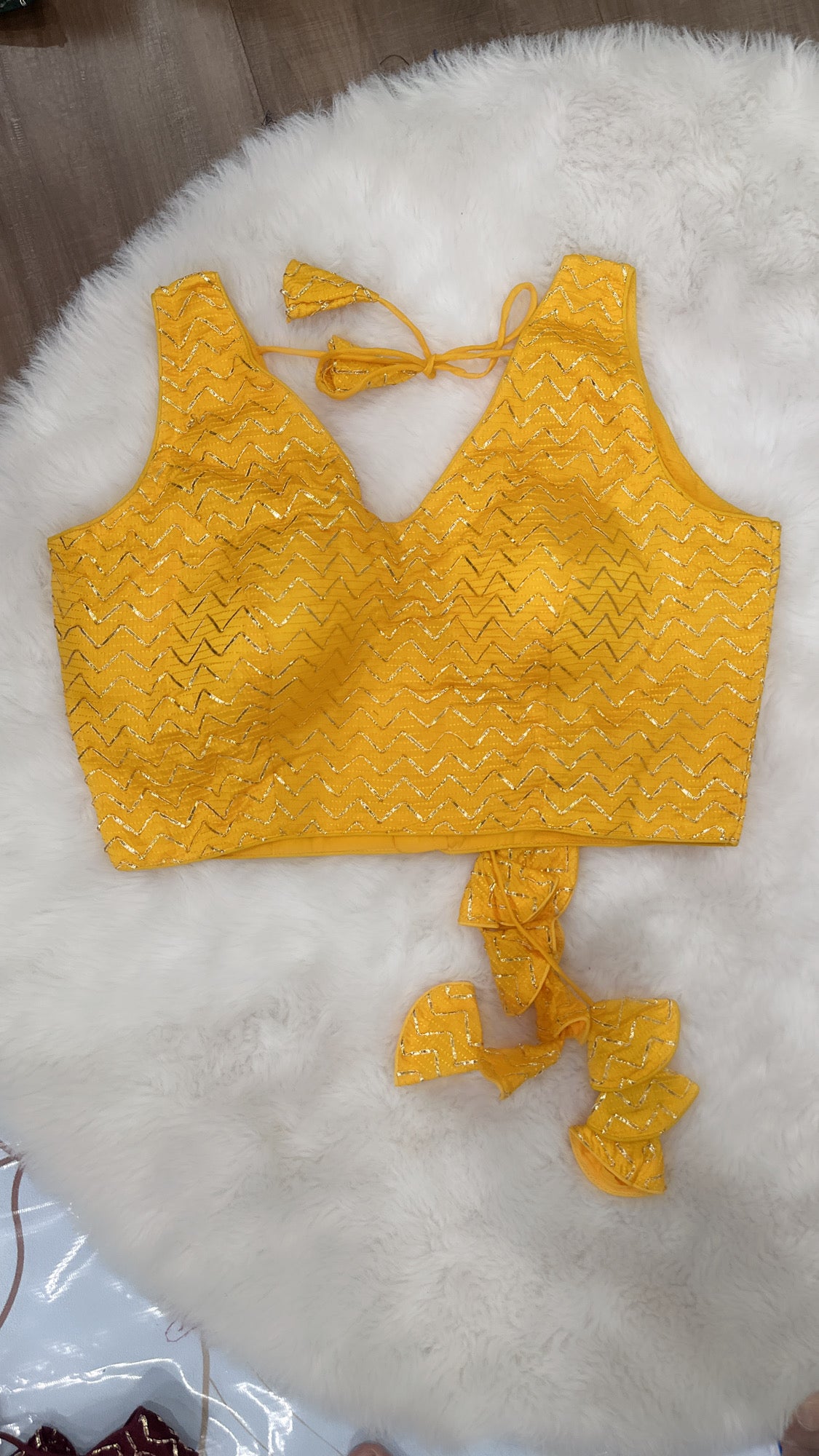 Lovely party wear Designer Gotta Patti Blouse perfect for any occasion. Hands are attached inside. Available in size 36 / 38