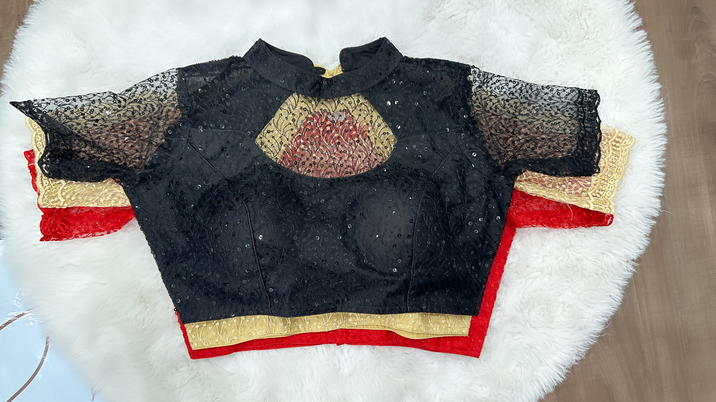 😍 Beautiful net embroidery with sequins designer party wear blouse. Available in size 38