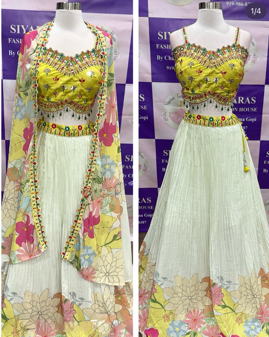 Gorgeous Floral Partywear Mirror work Lehanga size 42.
