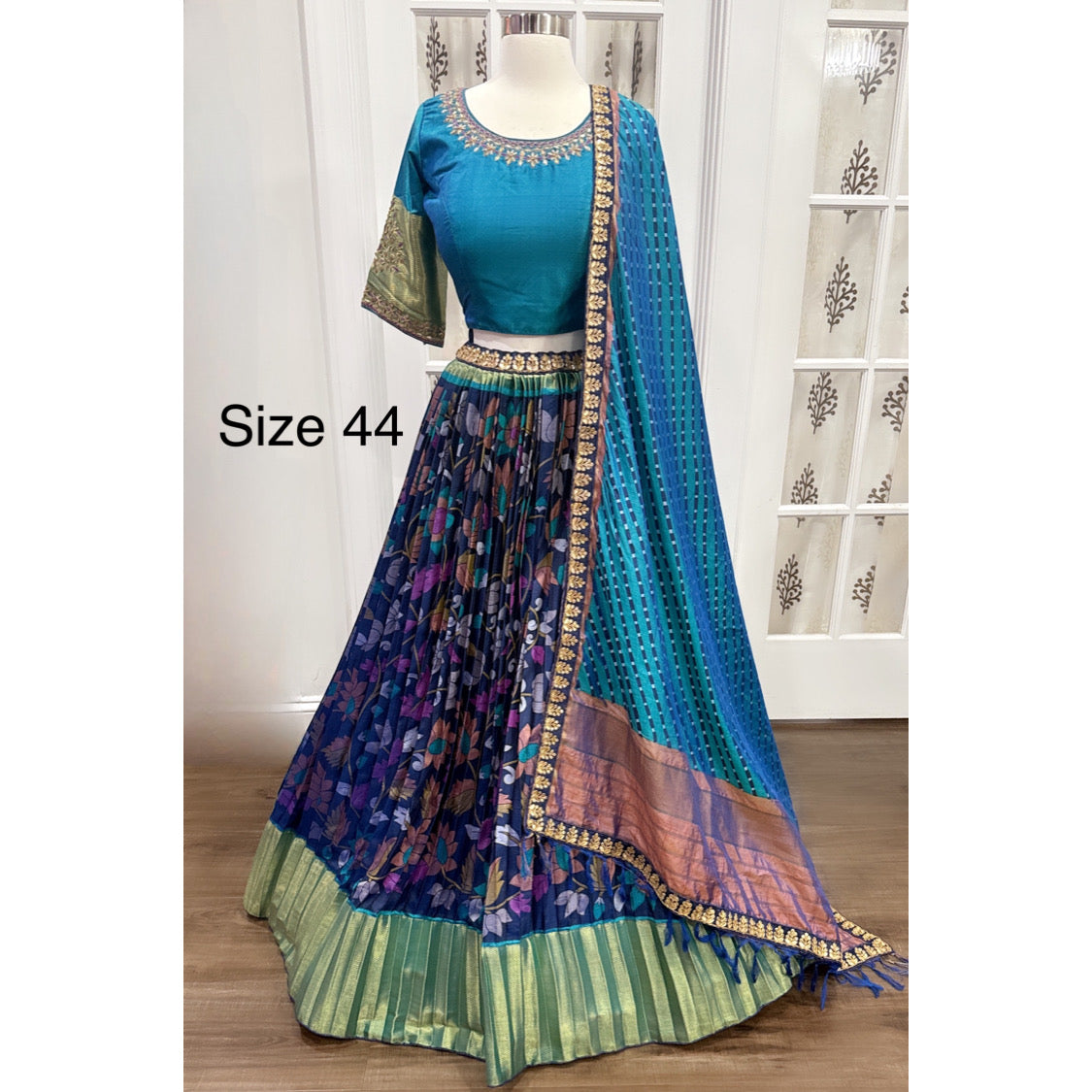 Pure Silk Kalamkari Langa Voni Half Saree with Maggam work blouse for Grand Wedding Wear or Half Saree function. Half Saree size 44
