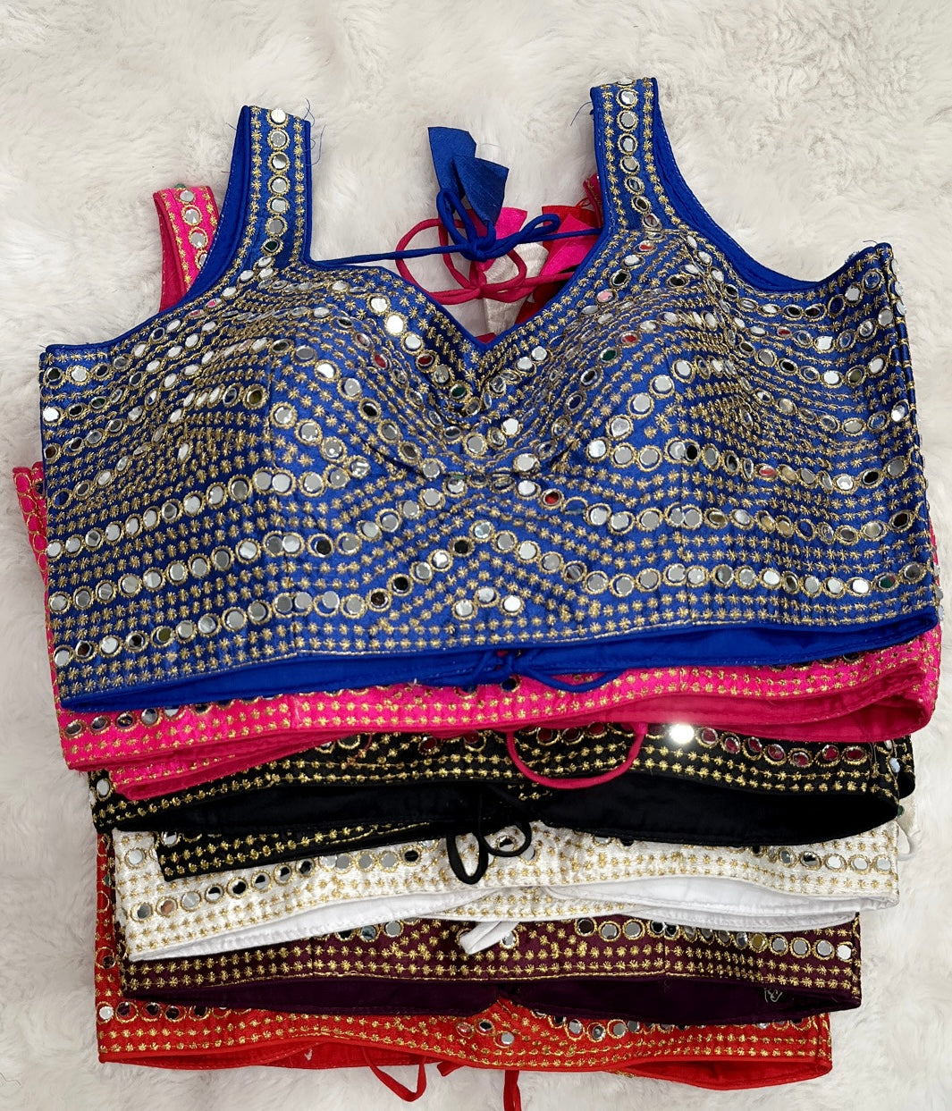 Lovely glass mirror work croptop /blouse. Hands can be attached. Size 36 and 38 is available