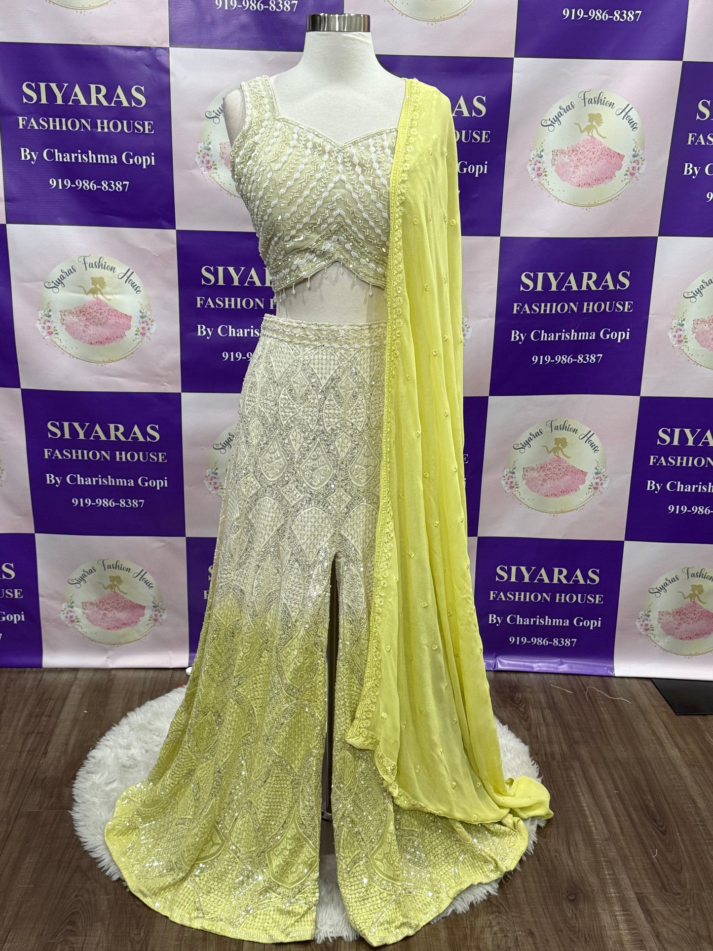 Beautiful croptop Sharara set with beautiful Dupatta. Available in size 38/40.