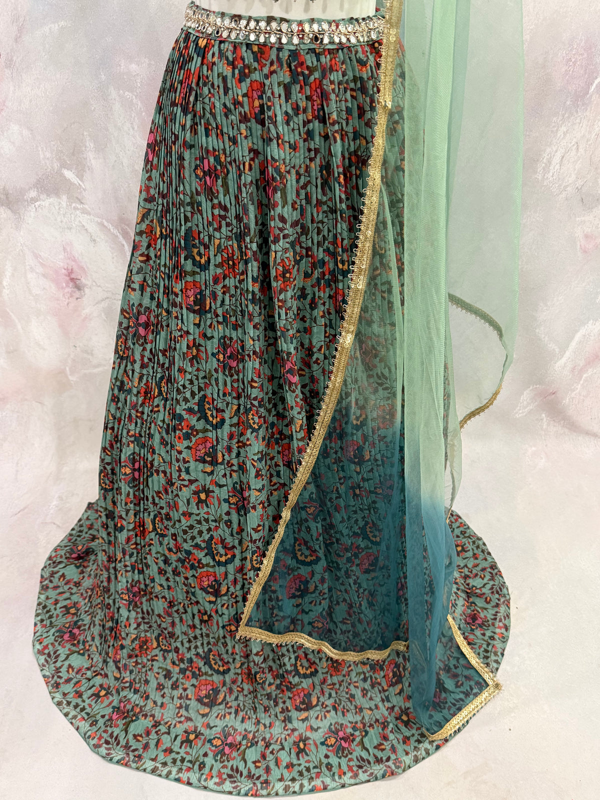 Beautiful Partywear Lehenga available in size 44. It can be altered to your size if needed.