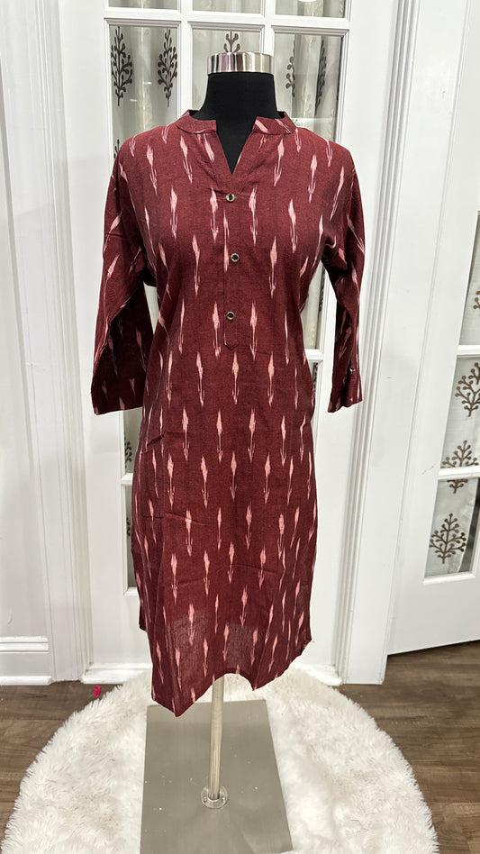 Cotton Ikkat kurti available in size 42