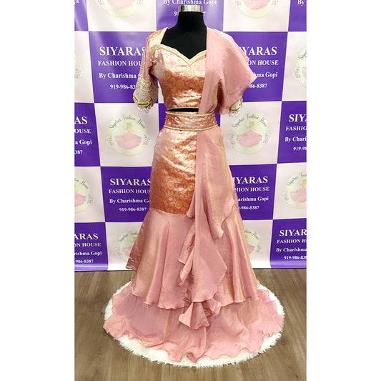 Beautiful Traditional party wear in Kanchi Pattu and Tissue silk Combo half saree / Lehanga perfect for any occasion available in size 38 to 40