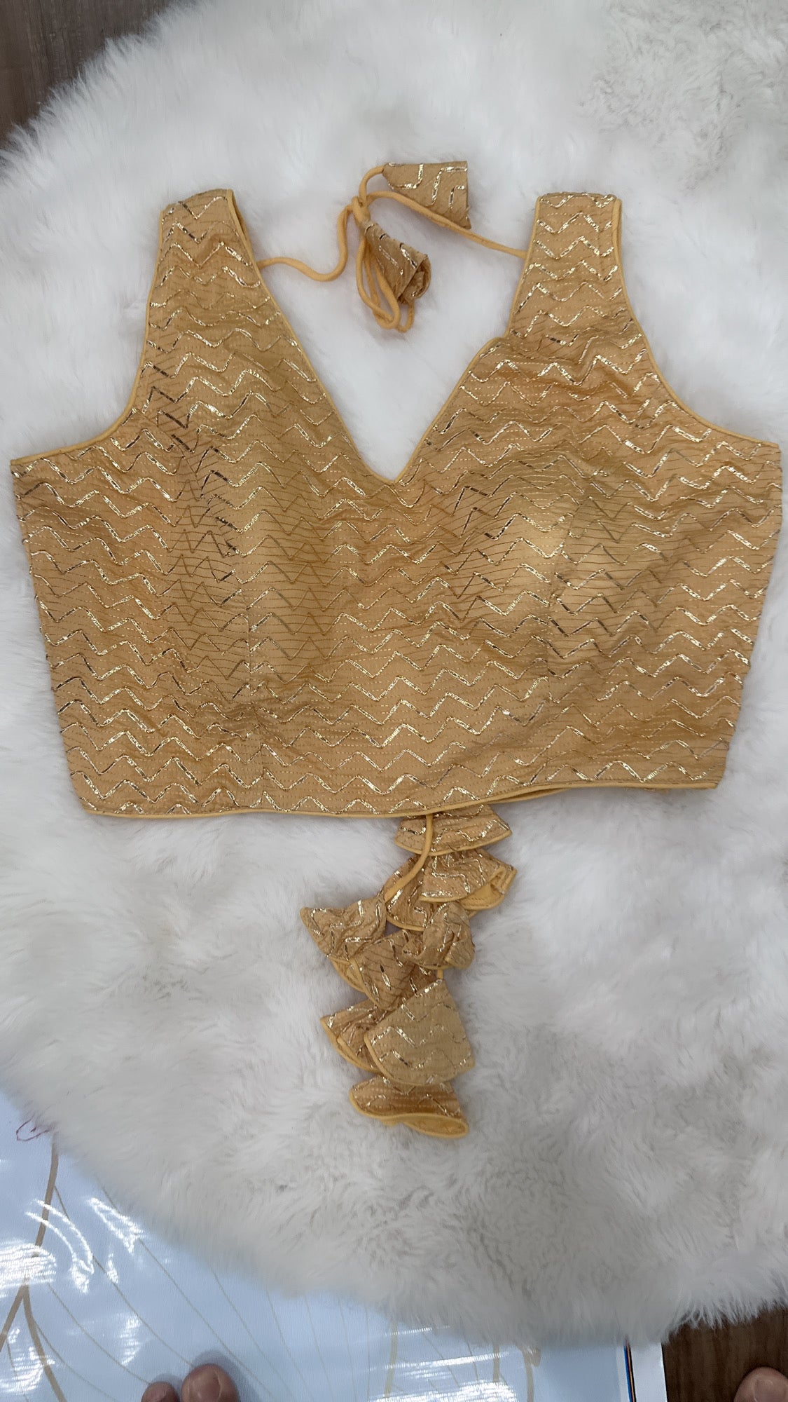 Lovely party wear Designer Gotta Patti Blouse perfect for any occasion. Hands are attached inside. Available in size 36 / 38