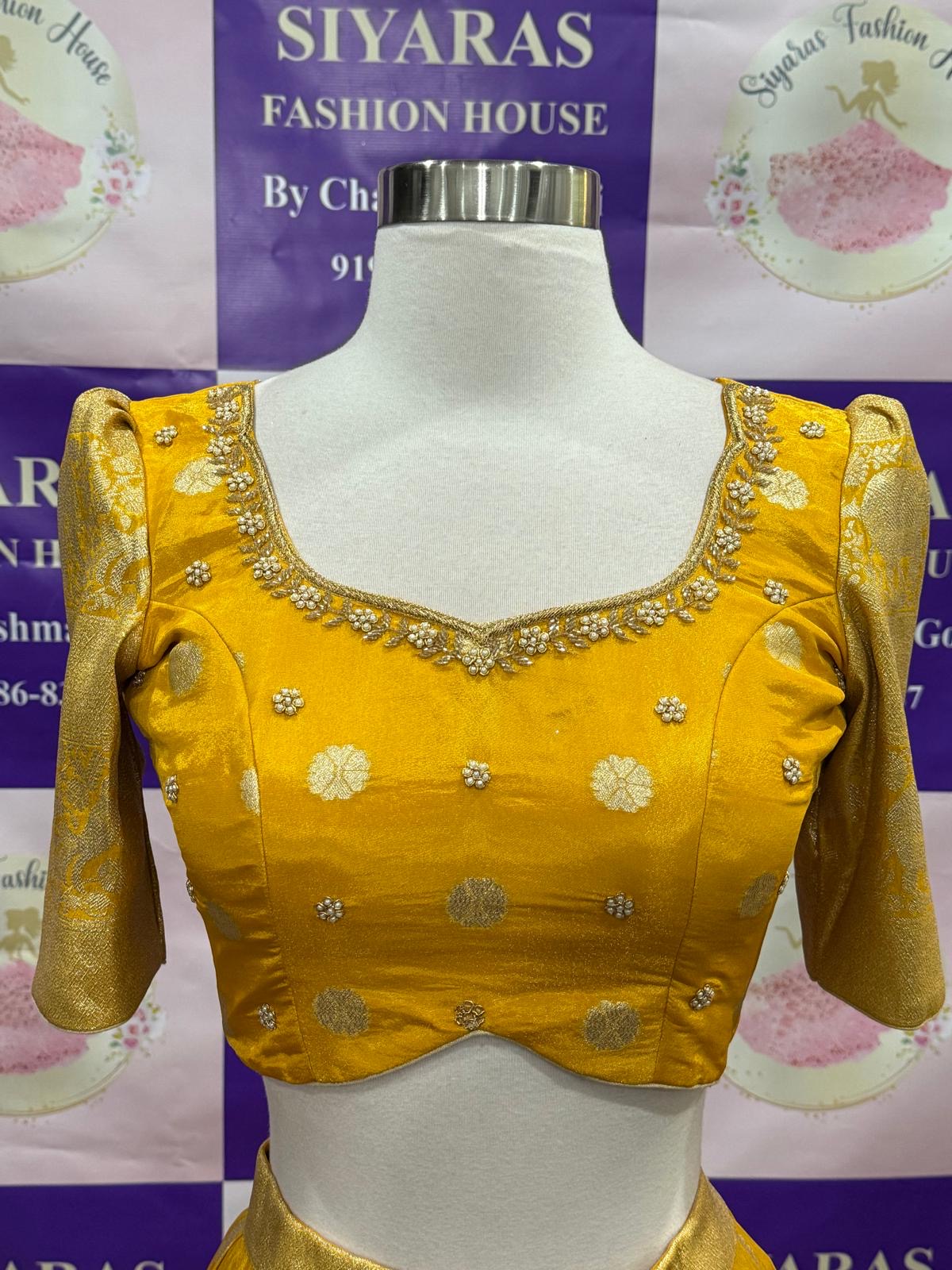 New Collection Alert!! Gorgeous Customized Tissue Half Sarees with Maggam work/Hand work blouse for Teens/Adults. Available in size 34 to 38