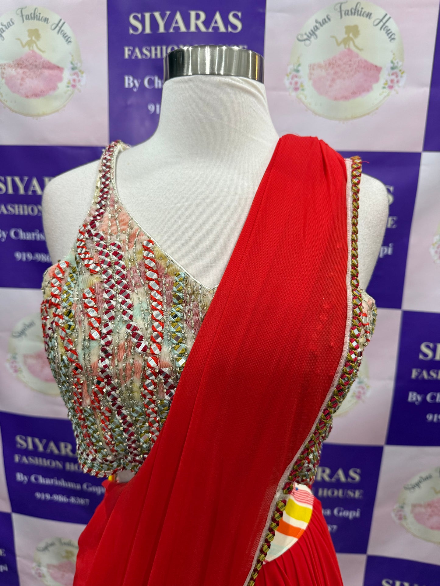 Beautiful Sharara drape style lehenga perfect party wear for sangeeth / wedding / birthday party. Available in size 40.