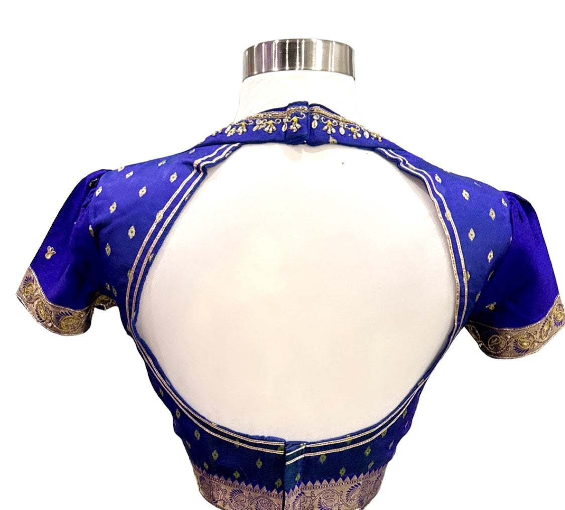 Trendy Lime and Blue combo Gadwal Silk Half saree for teens/adults with work blouse Half Saree. Size 38/40/42