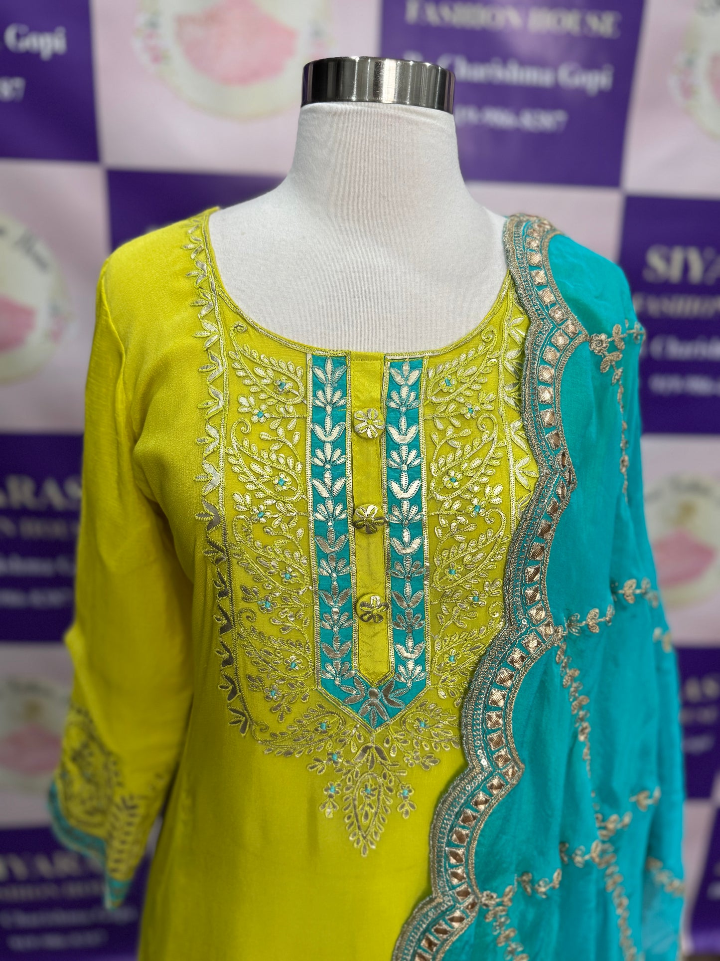 Beautiful designer Sharara set ready to wear. Available in size 42