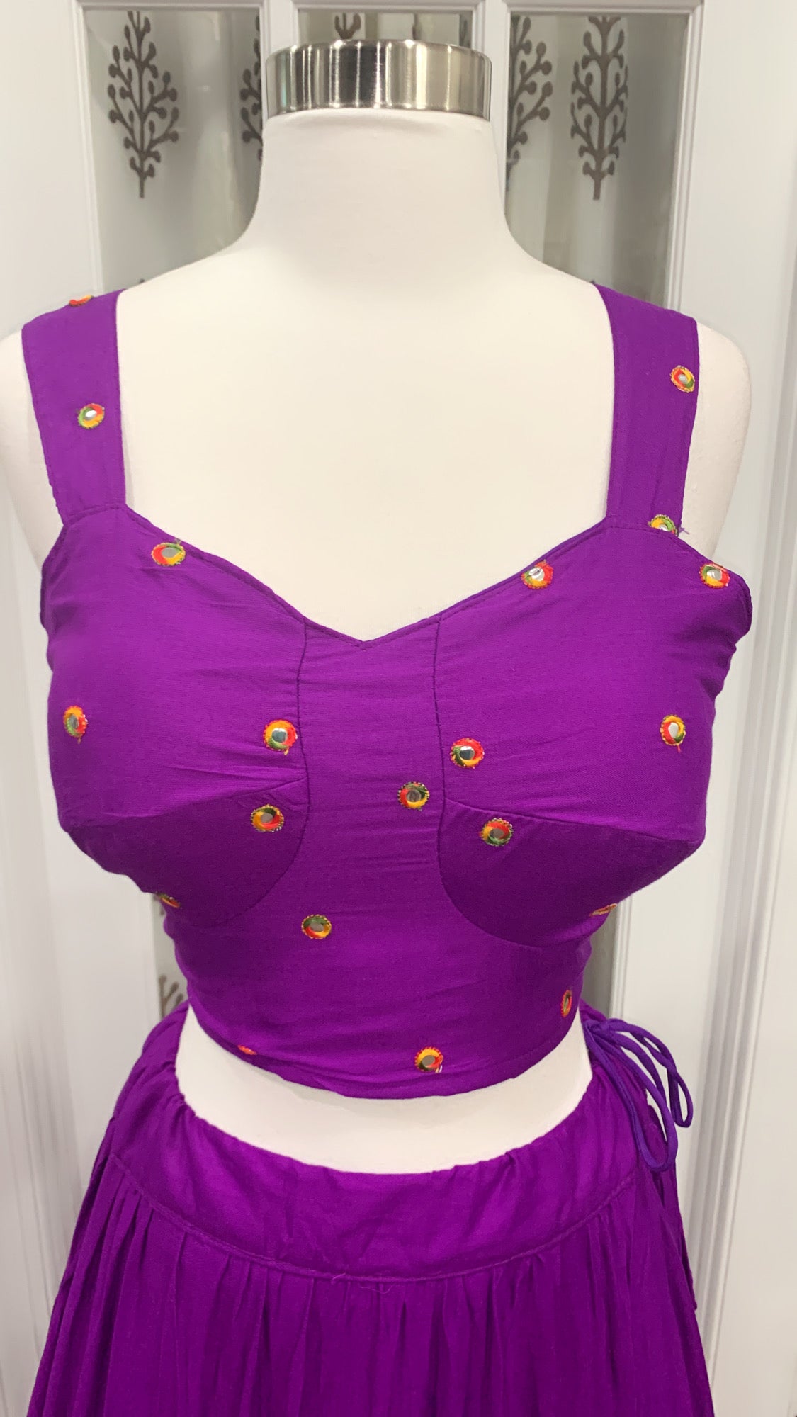 Trendy Chaniya Choli Purple color Big Gher Fully Stitched tier pattern Rayon fabric L Size Navratri Special Budget Friendly Freeship