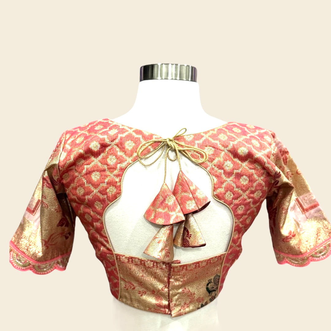 Tissue Half saree with kalamkari dupatta pastel pink color size available in size 38 traditional , wedding dress
