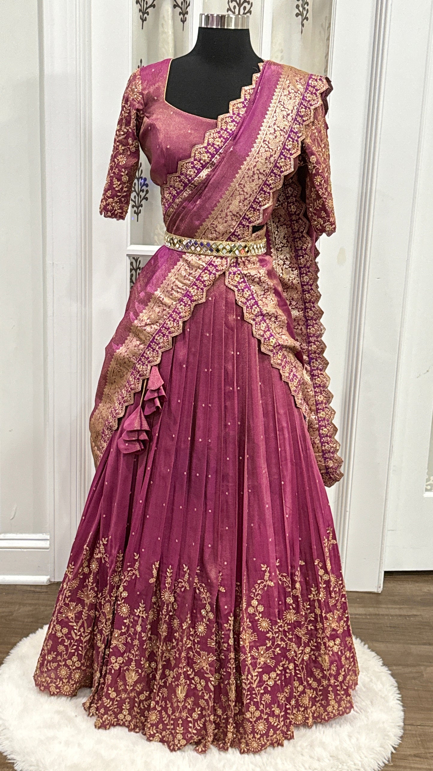 Pure Tissue silk half saree customized for your style.