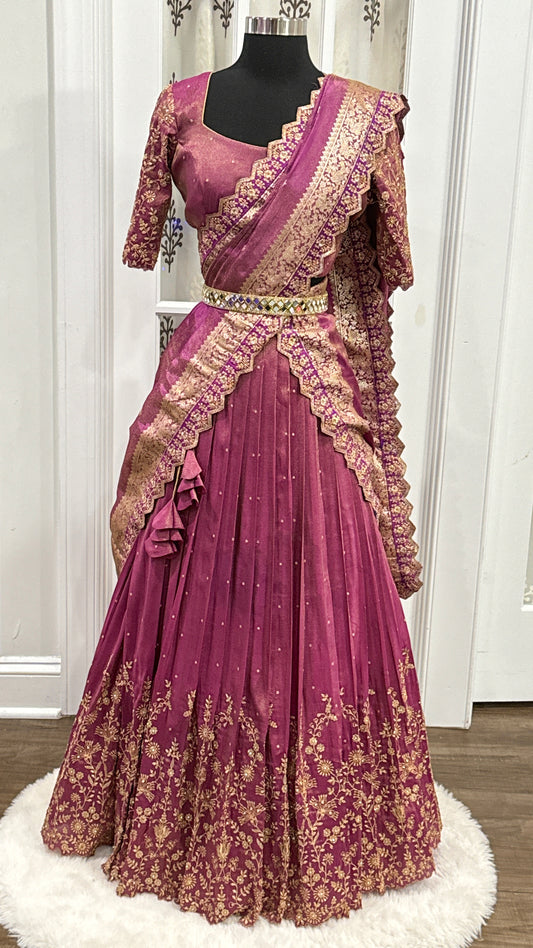 Pure Tissue silk half saree customized for your style.