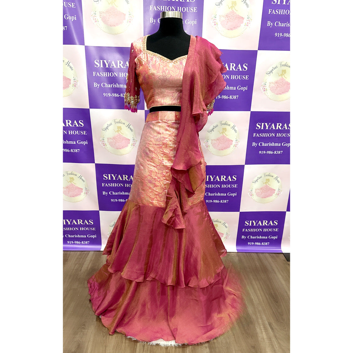 Beautiful Traditional party wear dress in Kanchi Pattu and Tissue silk Combo half saree with (Hand Maggam work) / Lehanga perfect for any occasion available in size 38 to 40