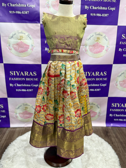 Beautiful girls Kalamkari lehanga 4-5 yrs