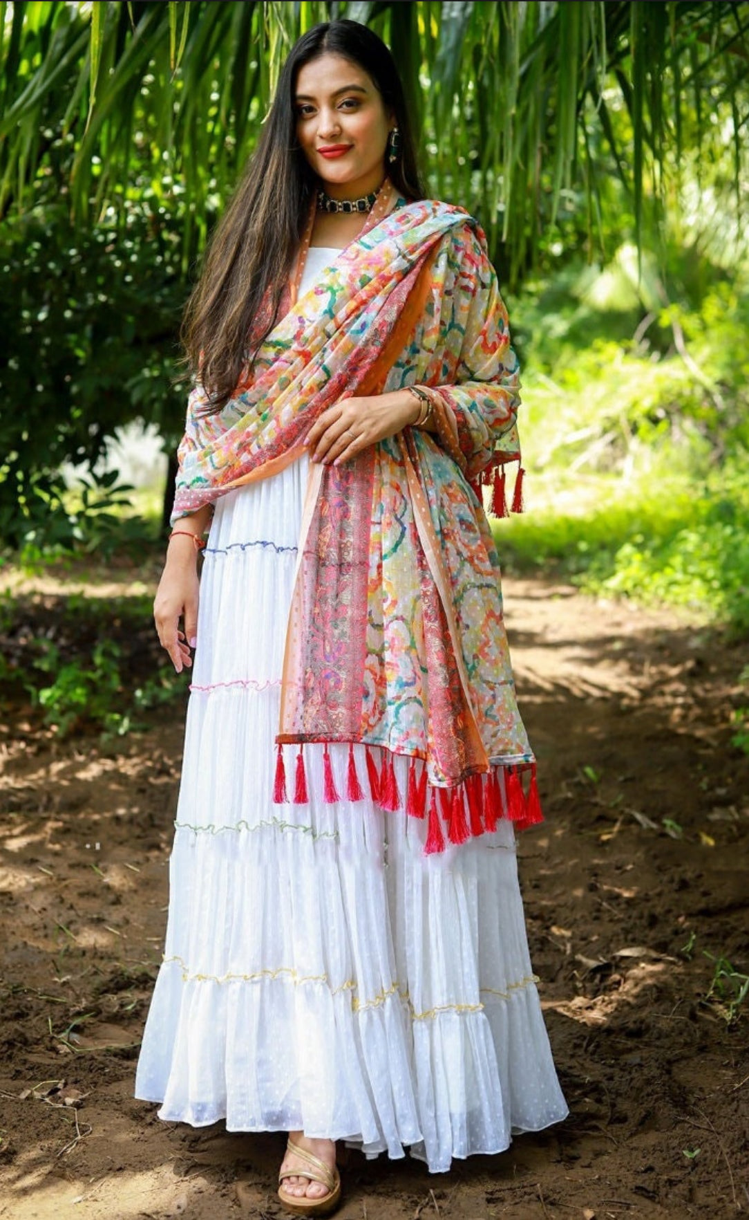 Indian Ethnic Long Dress with Heavy ghera Party Wear Dress