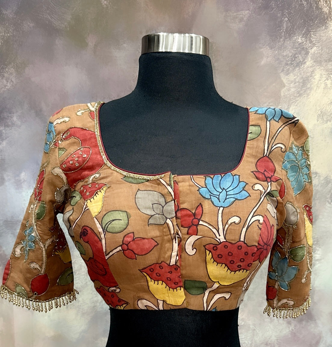 Pure Pen Kalamkari had work blouse. Available in size 36 to 42
