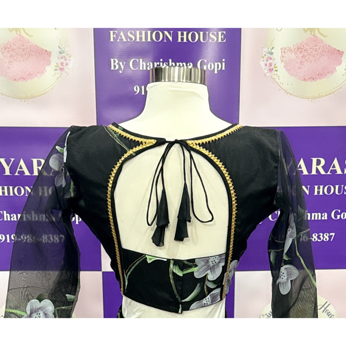 Beautiful customised Floral Print organza Lehanga with designer blouse with Organza dupatta