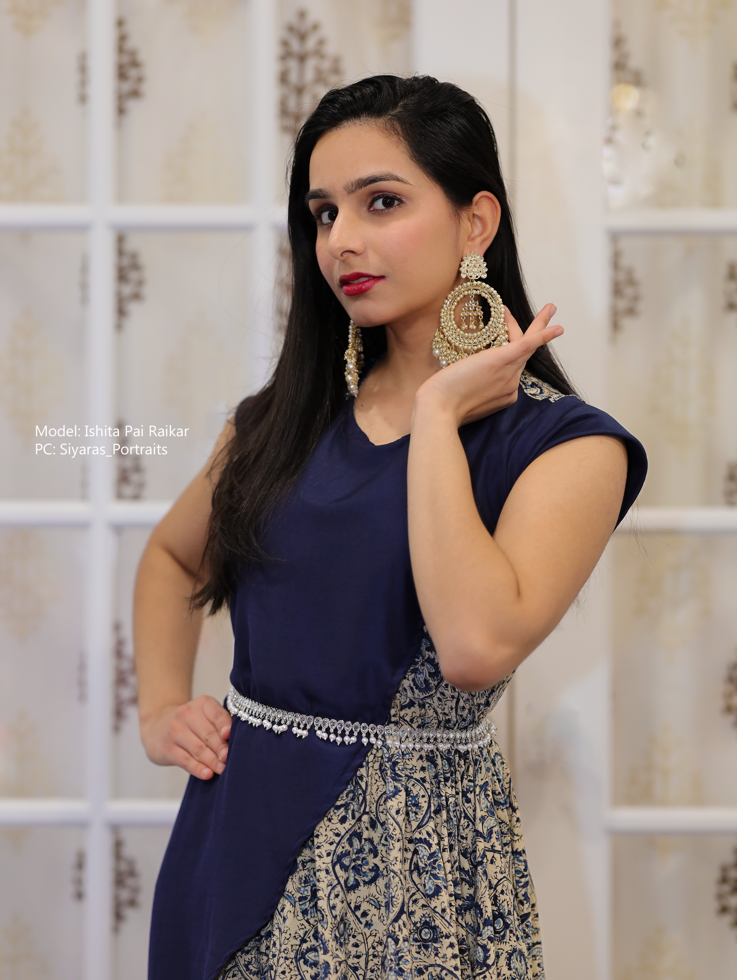 Gorgeous Chand Bali in stone and pearl work