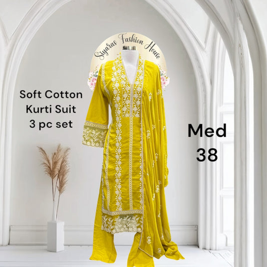 This soft cotton 3-piece suit set is all about comfort, charm, and chic ethnic vibes. Available in size 38