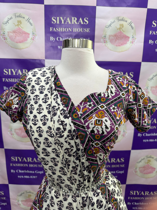 Soft Cotton Chaniya Choli perfect for Garba. Available in size 38 to 41. Skirt length 39. Skirt flair is 8 meters