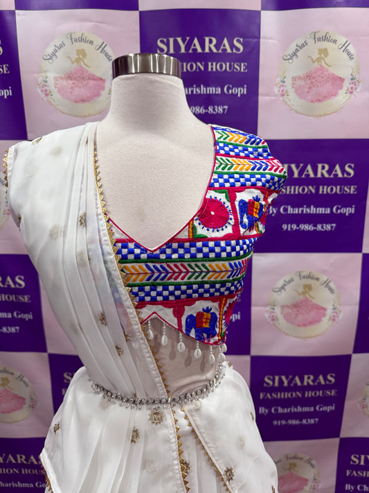 Beautiful chaniya choli perfect for Garba. Available in size 36 to 40. Can be altered to your size.