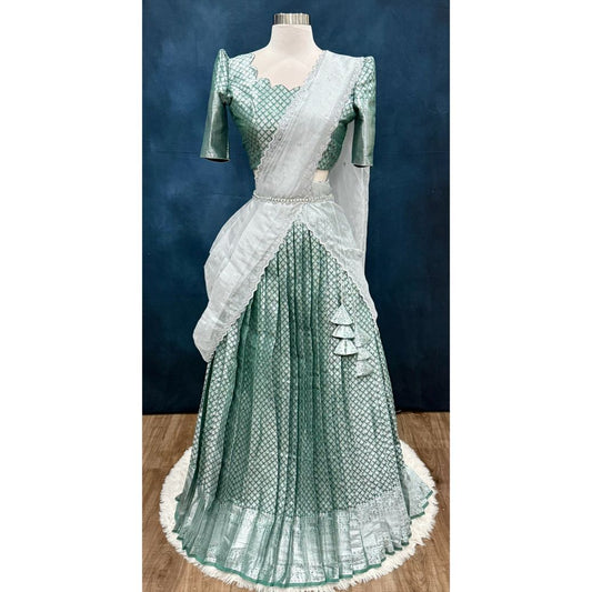 Gorgeous Kanchi Silk half Saree. Owning the style in a stunning half saree. Available in size 36