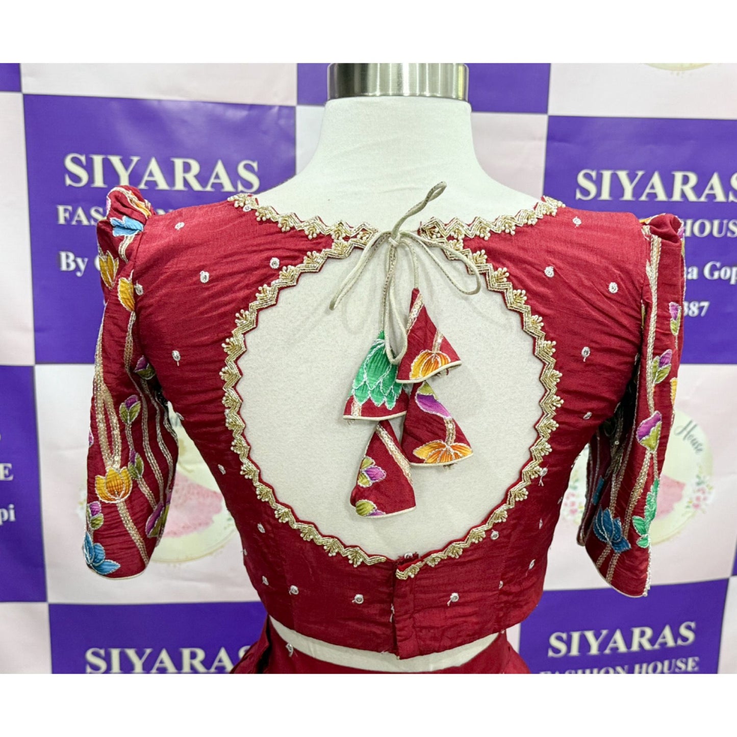 This stunning customized Kalamkari all-over work Half Saree / Langa Voni is crafted to perfection with vibrant sequence embroidery work and elegant detailing designed Maggam work blouse (Size 36–40)