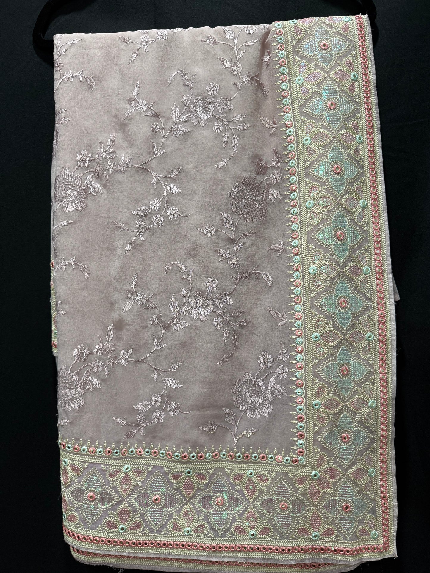 Beautiful Pastel georgette embroidery and sequence saree. Size 36 upto 39