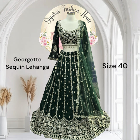 Stunning Georgette Sequin Lehanga in size 40. Sparkle and shine at every event for Reception/ Party wear