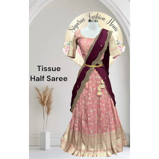 Glamorous vibes in pastel Pink tissue Lehanga. Fits size 38 to 42