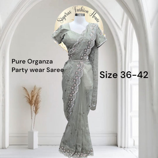 😍 Gorgeous Party wear organza sequence saree is all things glam, grace & glow 🌸💃 Perfect for your next celebration! 💫👑 Fits ize 36-42.