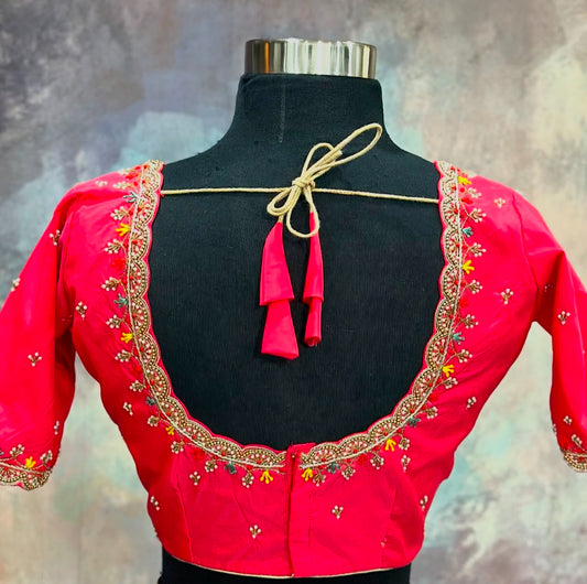 customized traditional Silk Kalamkari half saree adorned with a vibrant pichwai design. Paired with an elegant Maggam work blouse