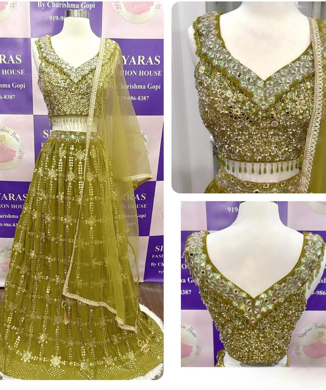 Dancing in hues of mehendi green 💚✨ A perfect blend of tradition and elegance for the Mehendi celebration!! Fits Size 38 and length of lehanga is 43 inches.