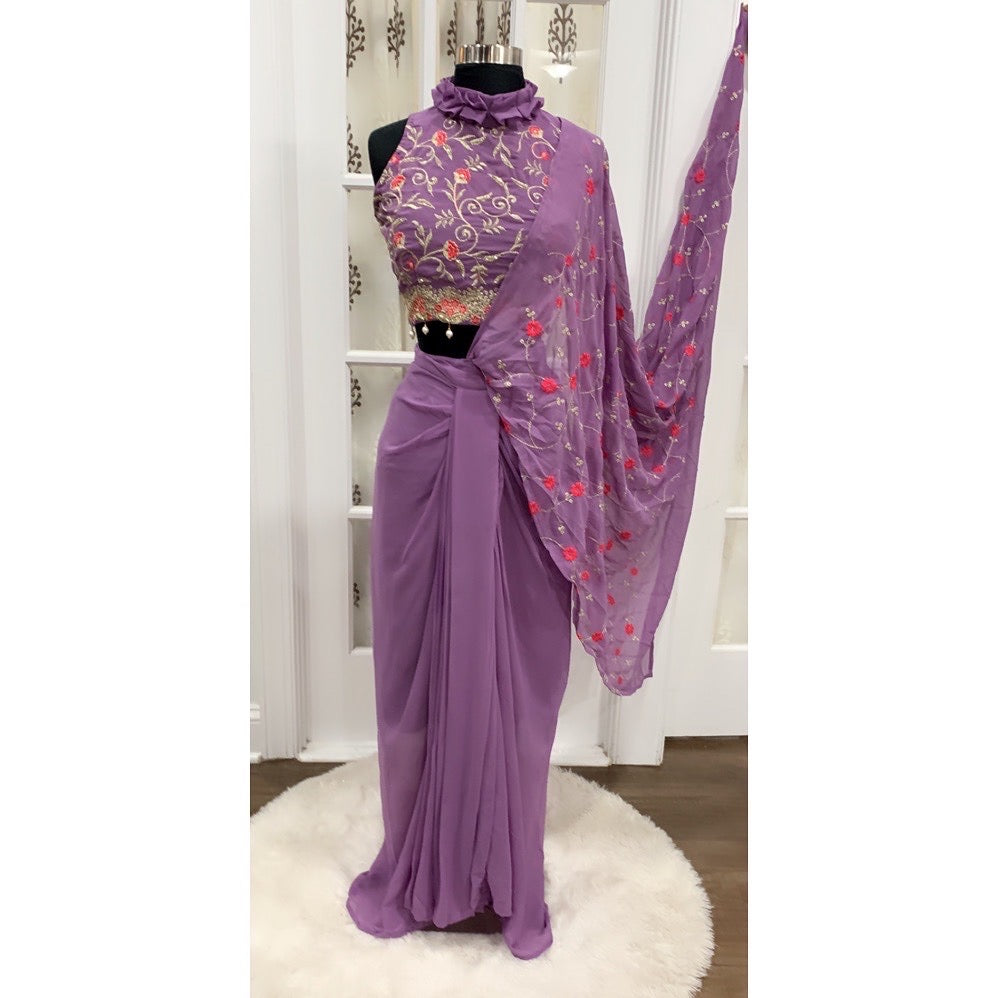 Beautiful trendy IndoWestern sarong Drape style Embroidered IndoWestern Dress ready to ship size 42