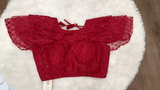 Beautiful 3 layer raffle hand with sequin blouses / CropTop perfect to wear on lehanga or sarees.