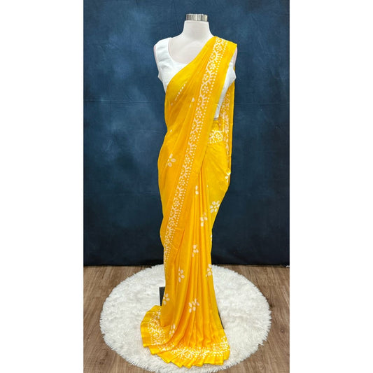 Beautiful Bandhini flowy georgette Saree. Available in size 36 to 44